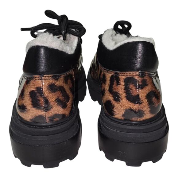 Schutz Lucille Lug Sole Leopard Print Faux Shearling Lined Ankle BootSize 7.5 B - Picture 7 of 12